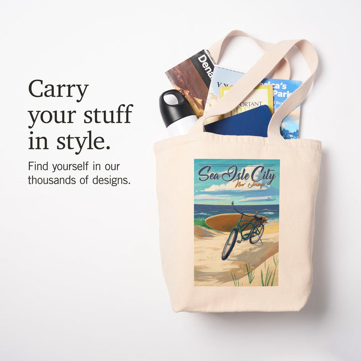 Sea Isle City, New Jersey, Beach Cruiser on Beach, Tote Bag Totes Lantern Press 