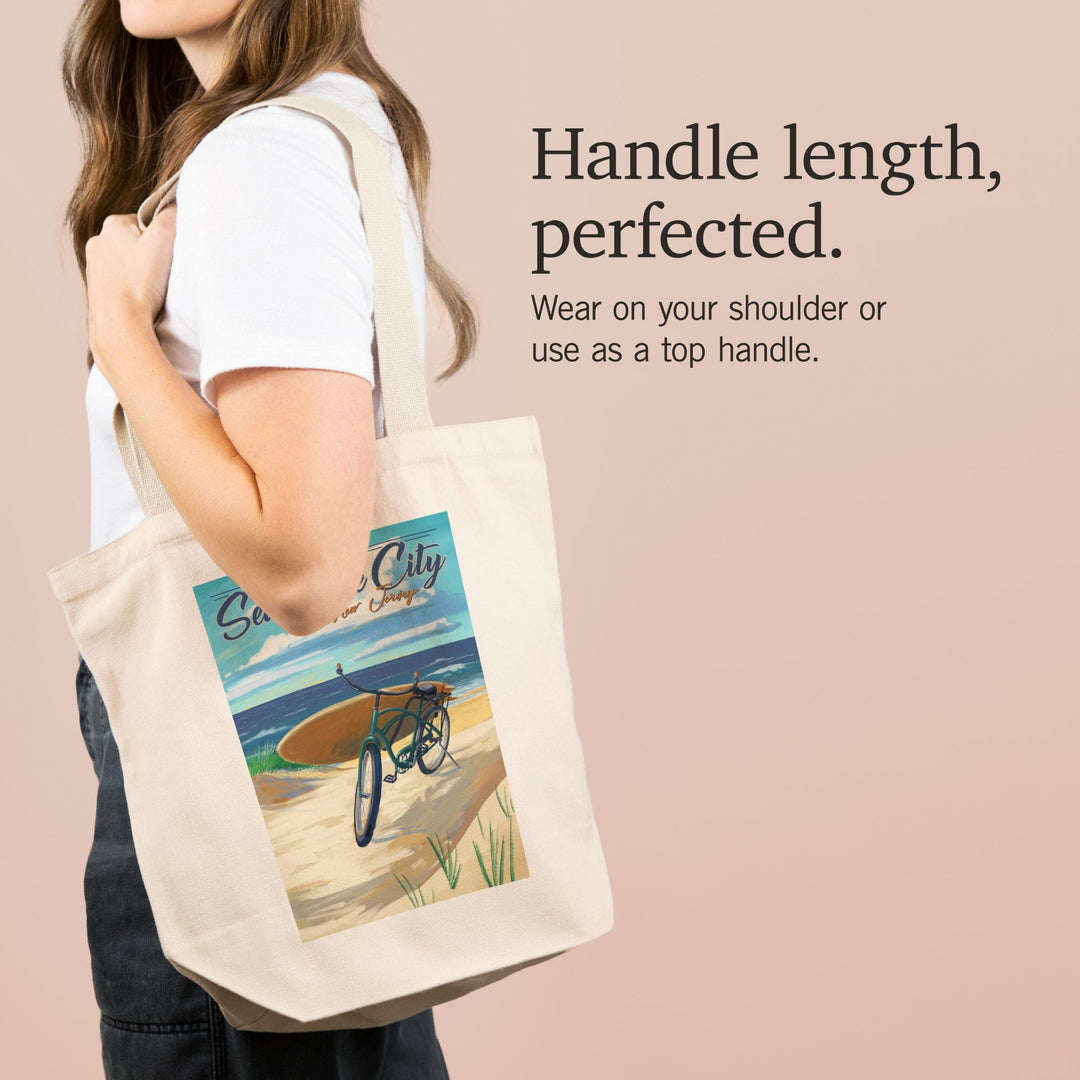 Sea Isle City, New Jersey, Beach Cruiser on Beach, Tote Bag Totes Lantern Press 