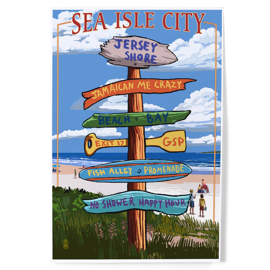 Sea Isle City, New Jersey, Destinations Sign, Art & Giclee Prints Art Lantern Press 