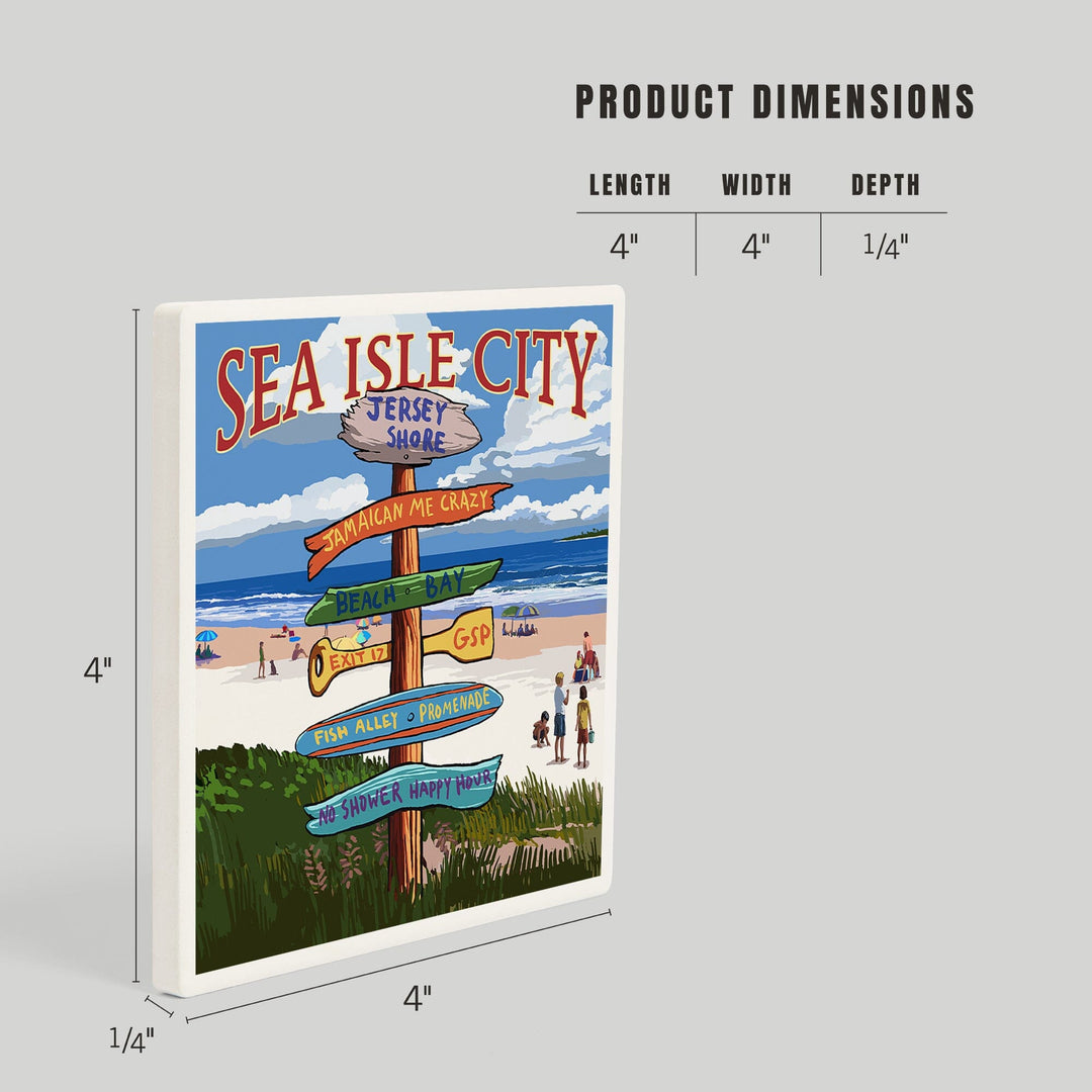 Sea Isle City, New Jersey, Destinations Sign, Coasters Coasters Lantern Press 