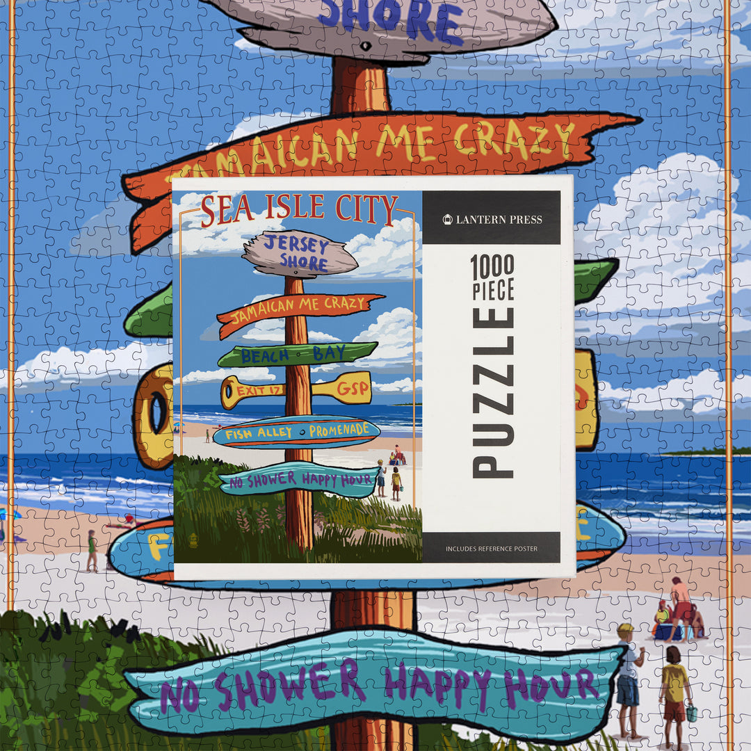 Sea Isle City, New Jersey, Destinations Sign, Jigsaw Puzzle Puzzle Lantern Press 