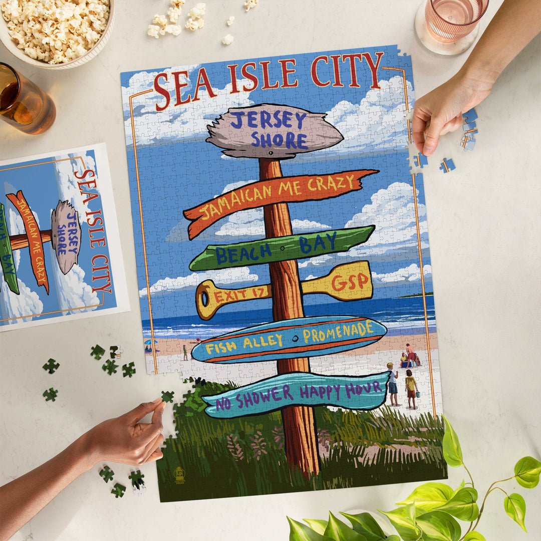 Sea Isle City, New Jersey, Destinations Sign, Jigsaw Puzzle Puzzle Lantern Press 