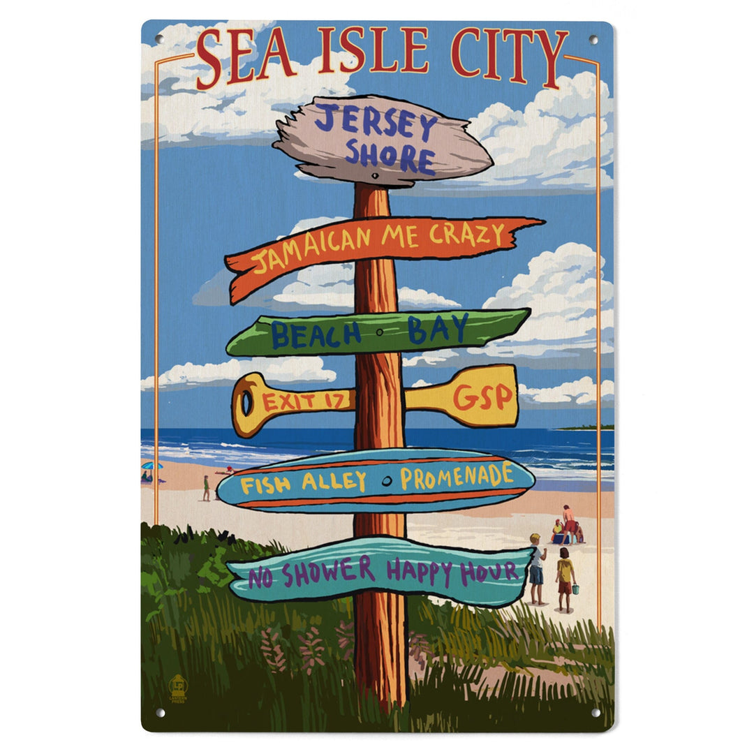 Sea Isle City, New Jersey, Destinations Sign, Lantern Press Artwork, Wood Signs and Postcards Wood Lantern Press 