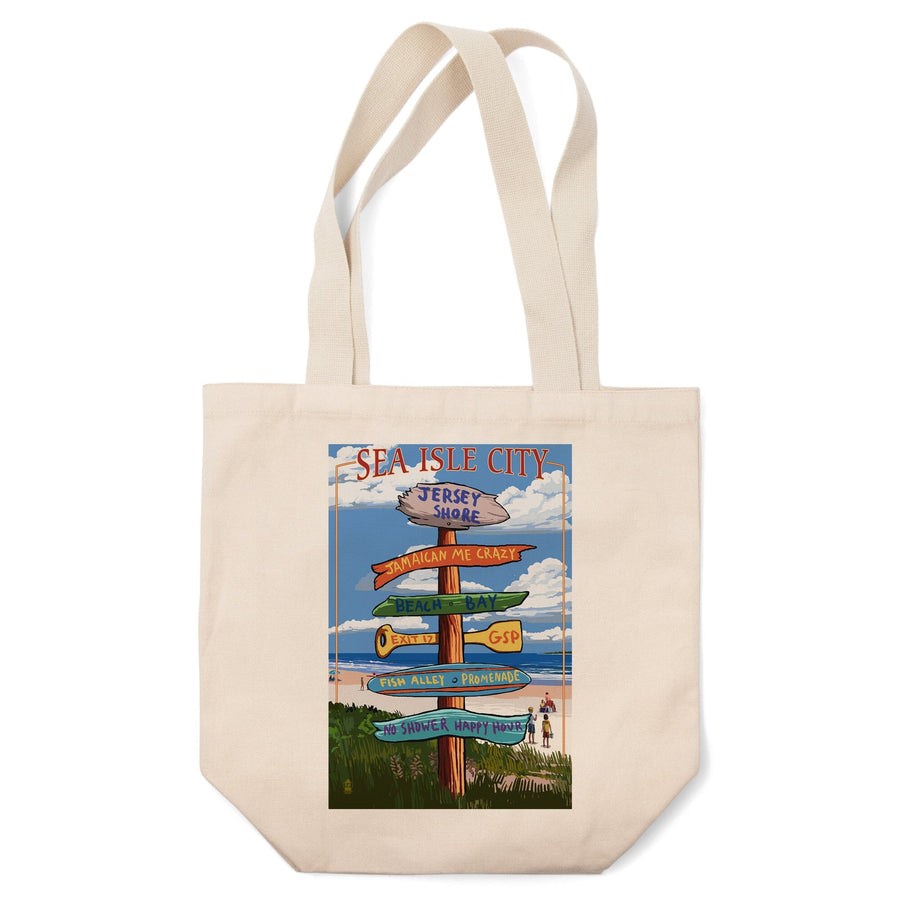 Sea Isle City, New Jersey, Destinations Sign, Tote Bag Totes Lantern Press 