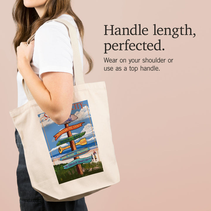 Sea Isle City, New Jersey, Destinations Sign, Tote Bag Totes Lantern Press 