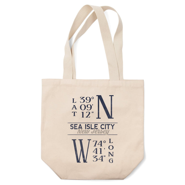 Sea Isle City, New Jersey, Latitude and Longitude, Tote Bag Totes Lantern Press 