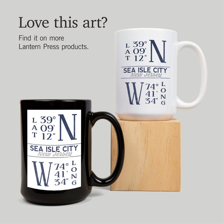 Sea Isle City, New Jersey, Latitude & Longitude, Lantern Press Artwork, Ceramic Mug Mugs Lantern Press 