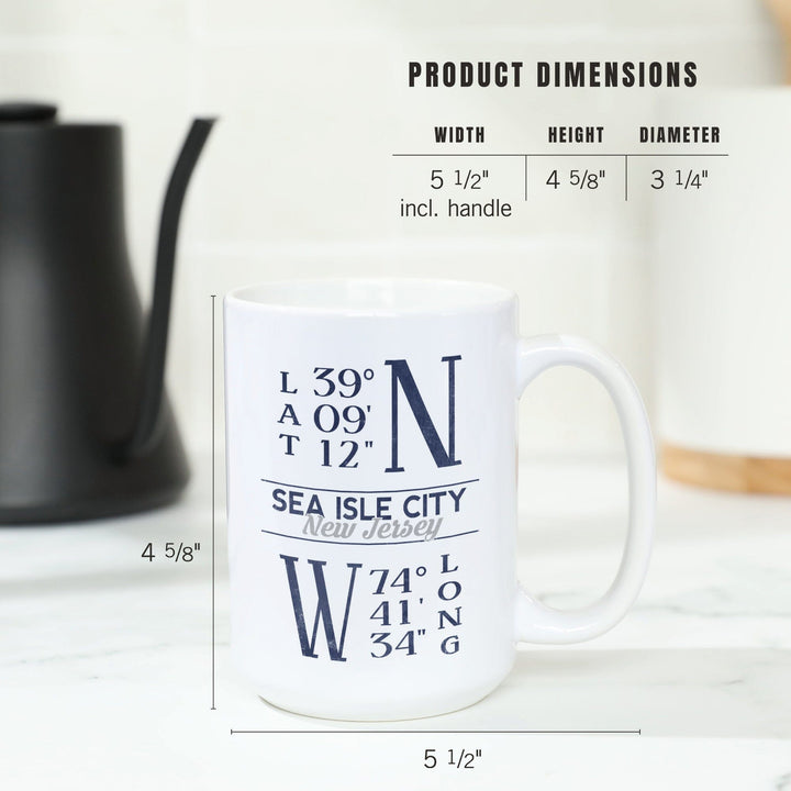 Sea Isle City, New Jersey, Latitude & Longitude, Lantern Press Artwork, Ceramic Mug Mugs Lantern Press 