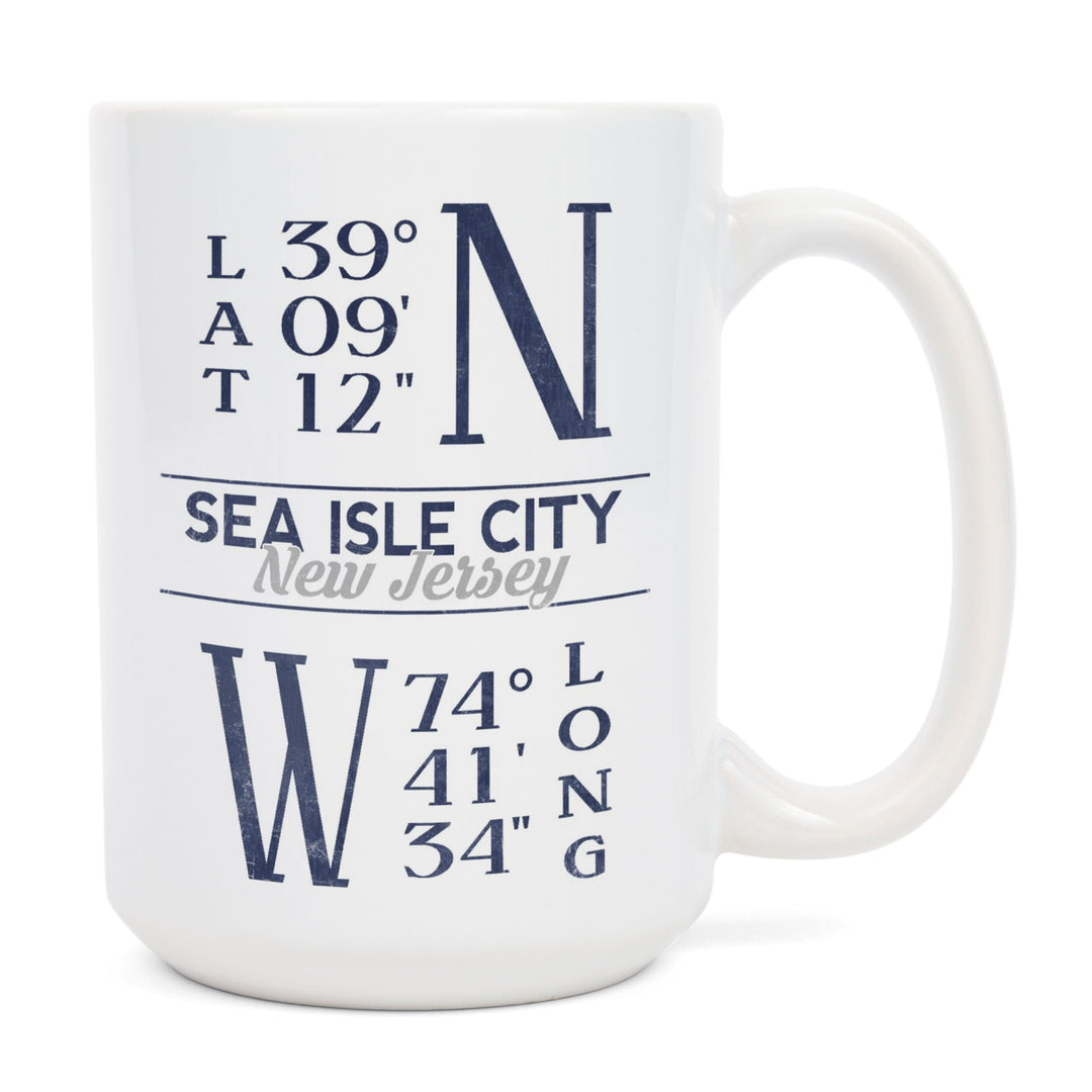 Sea Isle City, New Jersey, Latitude & Longitude, Lantern Press Artwork, Ceramic Mug Mugs Lantern Press 