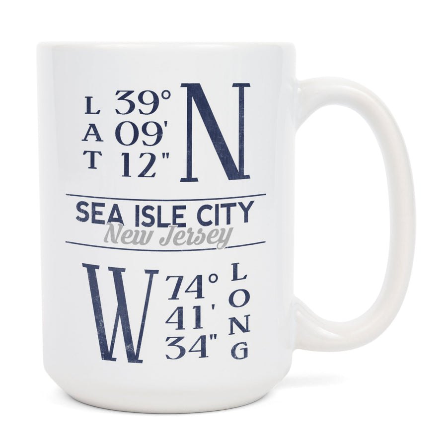 Sea Isle City, New Jersey, Latitude & Longitude, Lantern Press Artwork, Ceramic Mug Mugs Lantern Press 