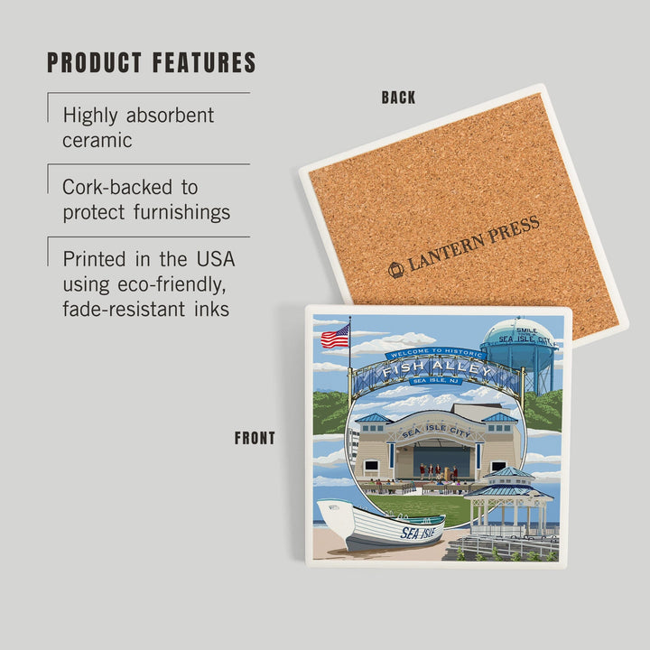 Sea Isle City, New Jersey, Montage, Coasters Coasters Lantern Press 