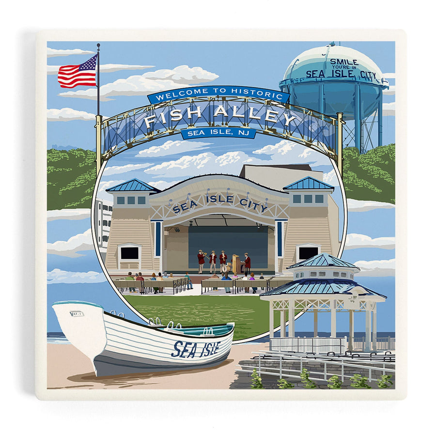 Sea Isle City, New Jersey, Montage, Coasters Coasters Lantern Press 
