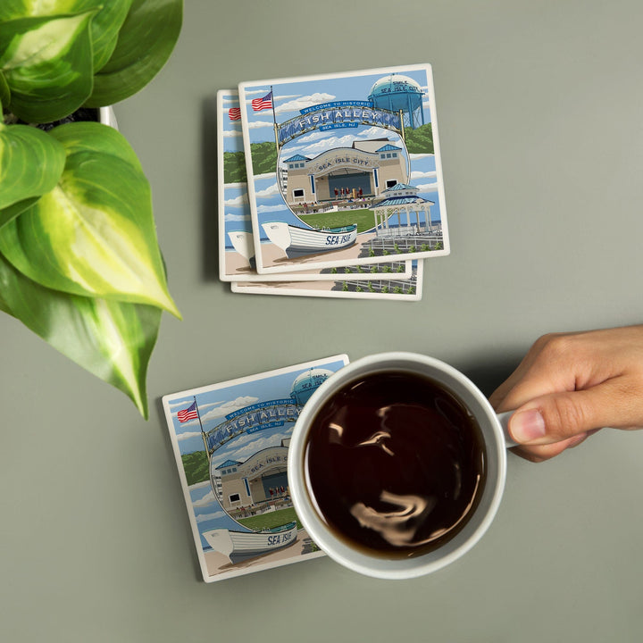 Sea Isle City, New Jersey, Montage, Coasters Coasters Lantern Press 