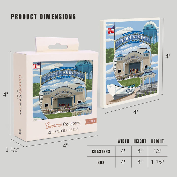 Sea Isle City, New Jersey, Montage, Coasters Coasters Lantern Press 