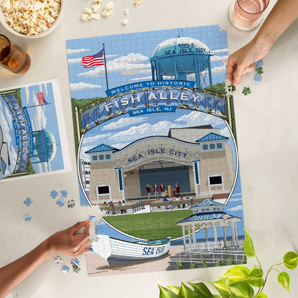 Sea Isle City, New Jersey, Montage, Jigsaw Puzzle Puzzle Lantern Press 