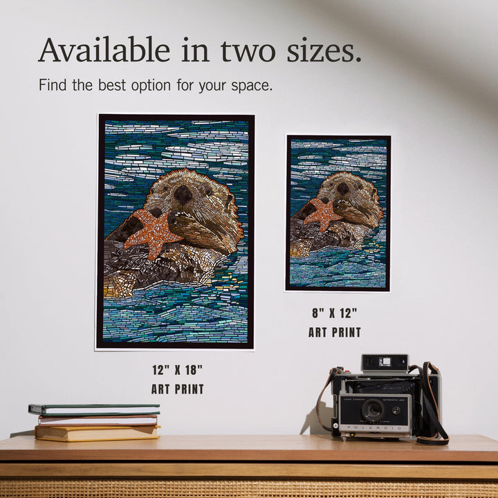 Sea Otter, Paper Mosaic, Art & Giclee Prints Art Lantern Press 