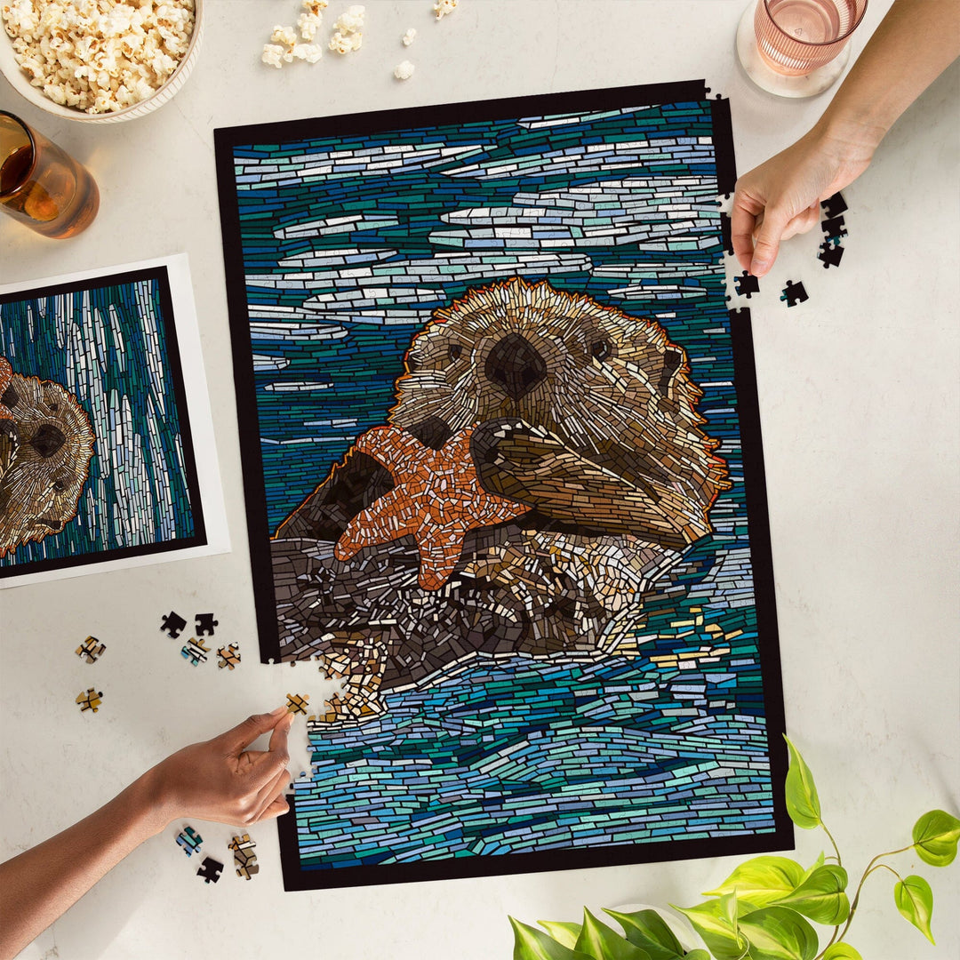 Sea Otter, Paper Mosaic, Jigsaw Puzzle Puzzle Lantern Press 