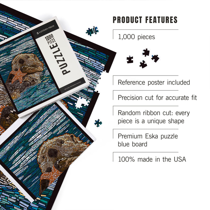 Sea Otter, Paper Mosaic, Jigsaw Puzzle Puzzle Lantern Press 