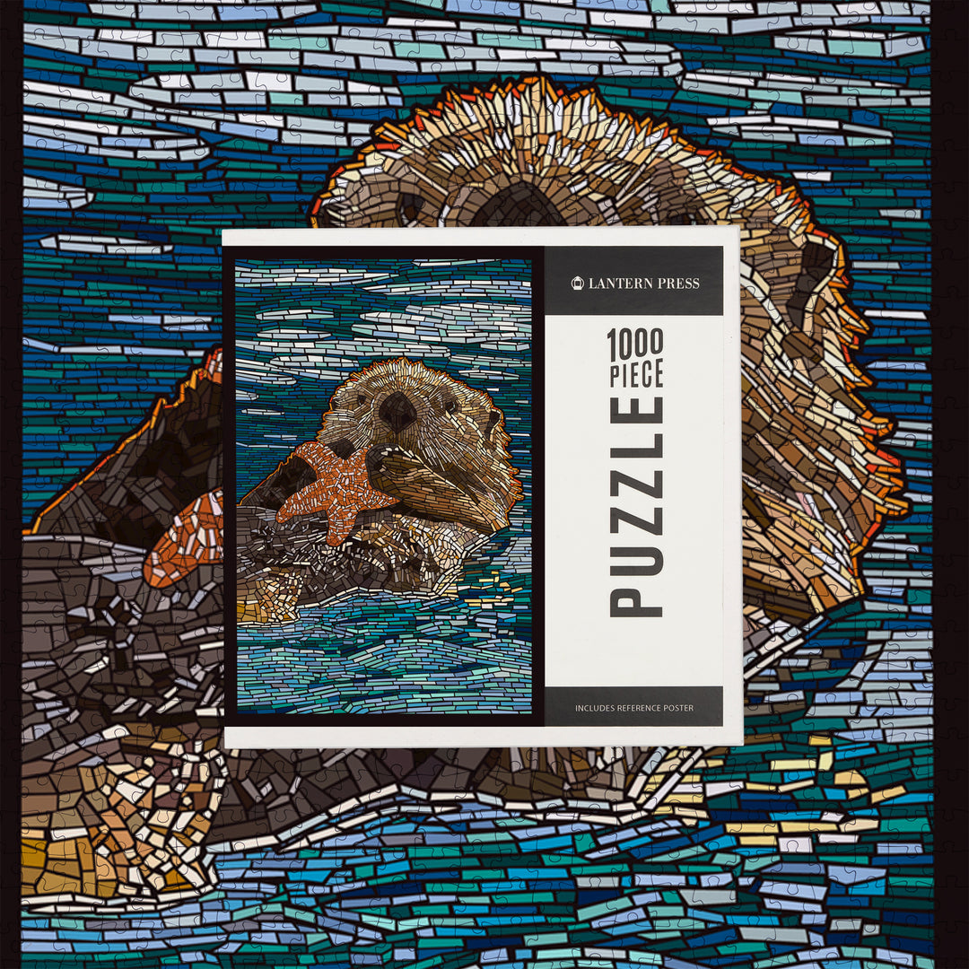 Sea Otter, Paper Mosaic, Jigsaw Puzzle Puzzle Lantern Press 