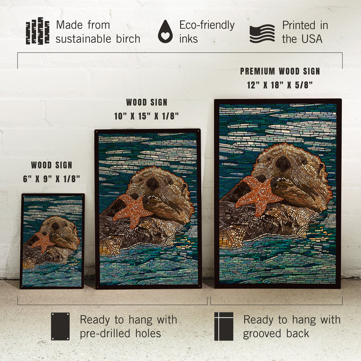 Sea Otter, Paper Mosaic, Lantern Press Artwork, Wood Signs and Postcards Wood Lantern Press 