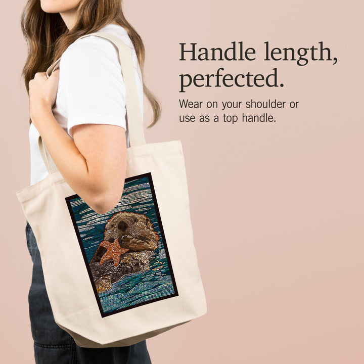 Sea Otter, Paper Mosaic, Tote Bag Totes Lantern Press 