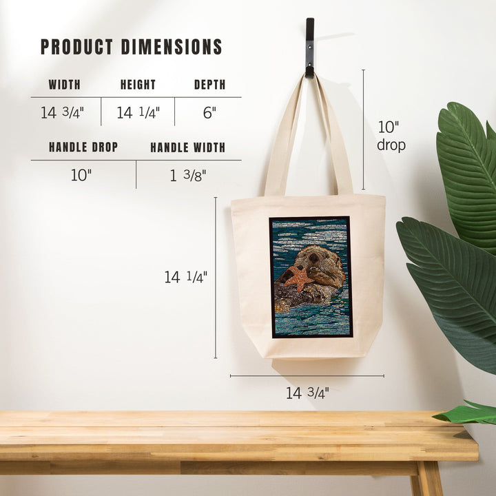 Sea Otter, Paper Mosaic, Tote Bag Totes Lantern Press 