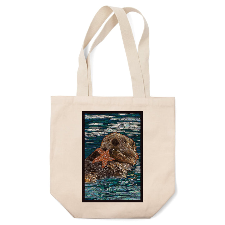 Sea Otter, Paper Mosaic, Tote Bag Totes Lantern Press 
