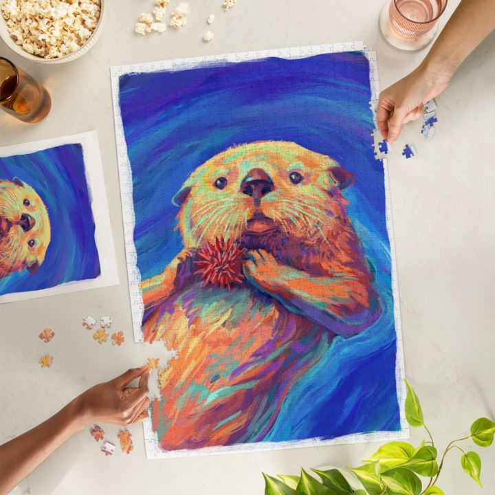 Sea Otter, Vivid, Jigsaw Puzzle Puzzle Lantern Press 