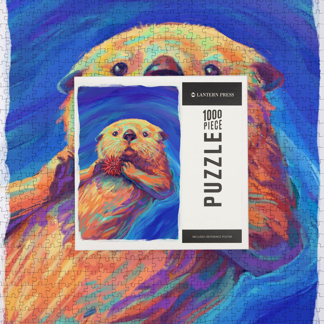 Sea Otter, Vivid, Jigsaw Puzzle Puzzle Lantern Press 