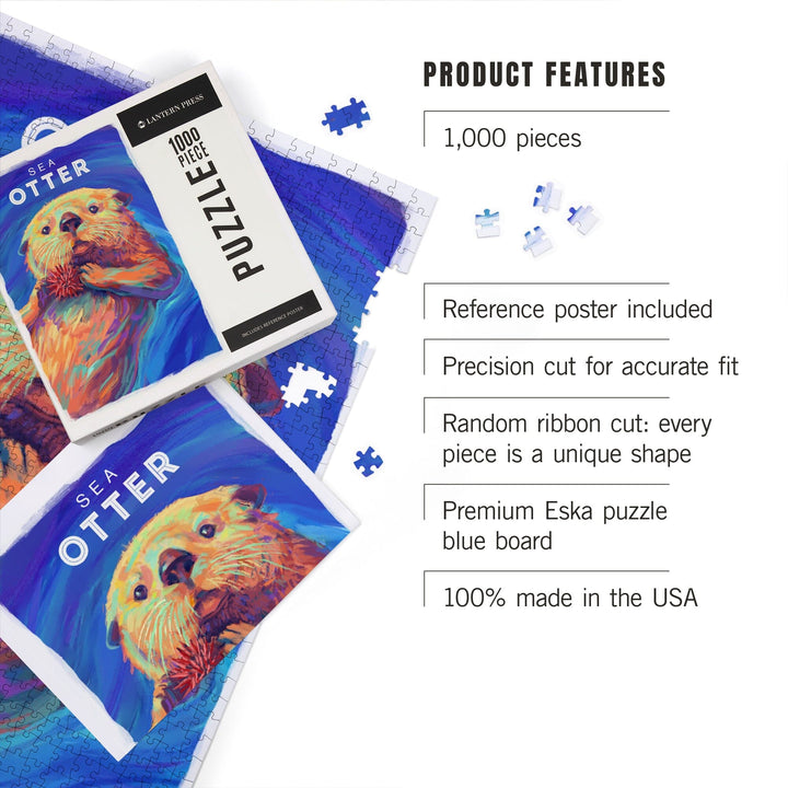 Sea Otter, Vivid Series, Jigsaw Puzzle Puzzle Lantern Press 