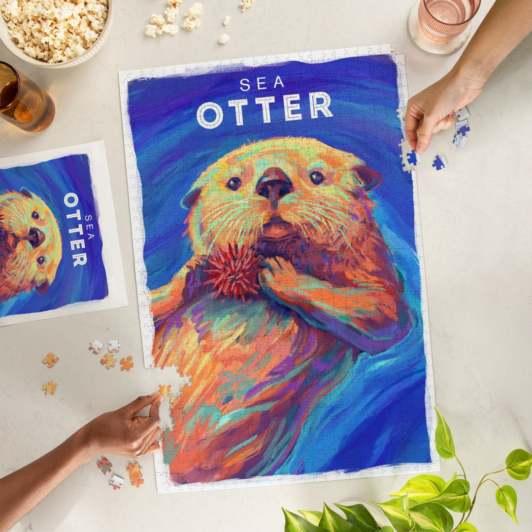 Sea Otter, Vivid Series, Jigsaw Puzzle Puzzle Lantern Press 