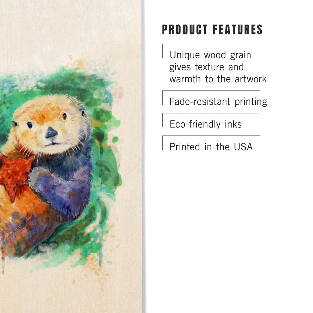 Sea Otter, Watercolor, Lantern Press Artwork, Wood Signs and Postcards Wood Lantern Press 