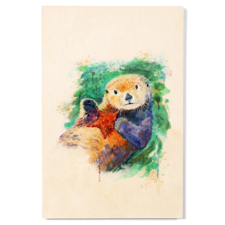 Sea Otter, Watercolor, Lantern Press Artwork, Wood Signs and Postcards Wood Lantern Press 