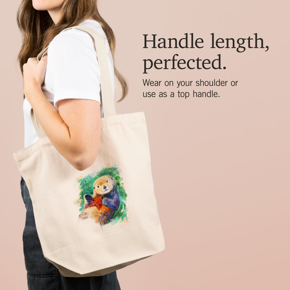 Sea Otter, Watercolor, Tote Bag Totes Lantern Press 