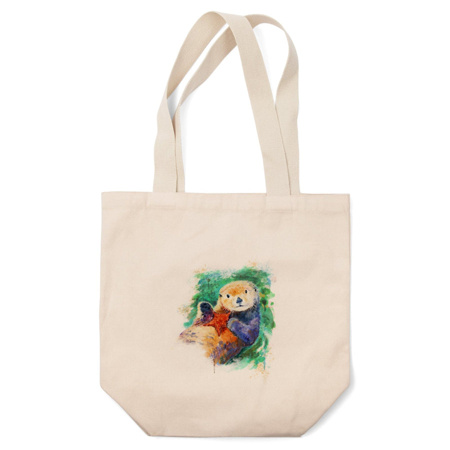 Sea Otter, Watercolor, Tote Bag Totes Lantern Press 