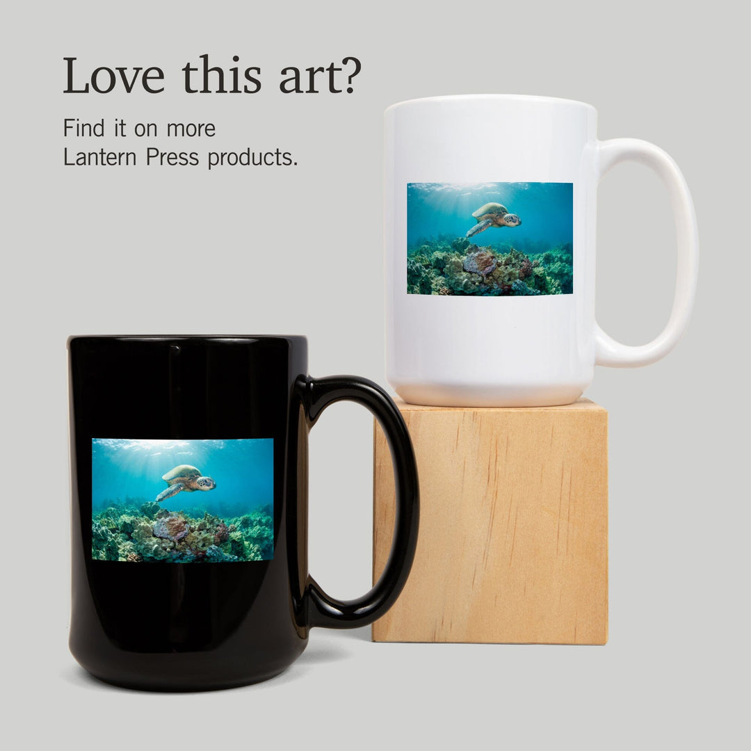 Sea Turtle and Coral Reef, Ceramic Mug Mugs Lantern Press 
