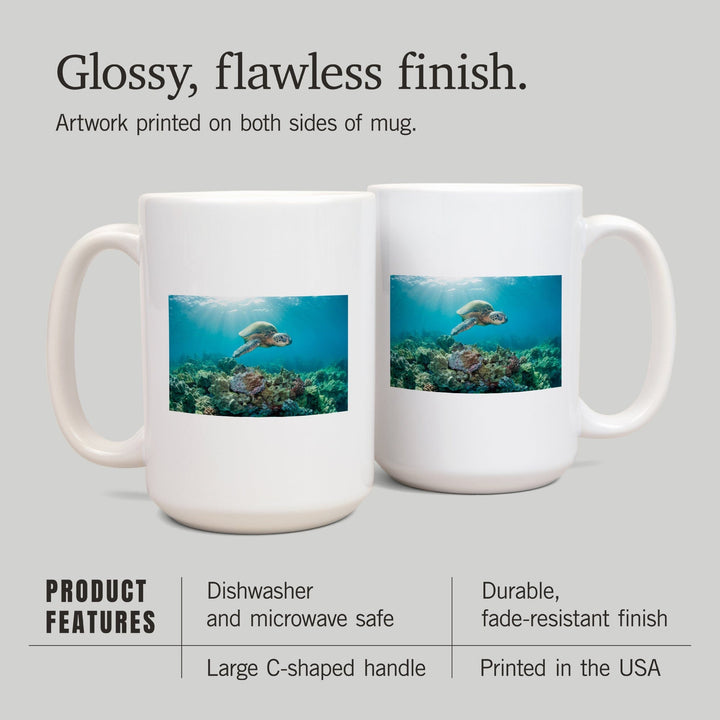 Sea Turtle and Coral Reef, Ceramic Mug Mugs Lantern Press 