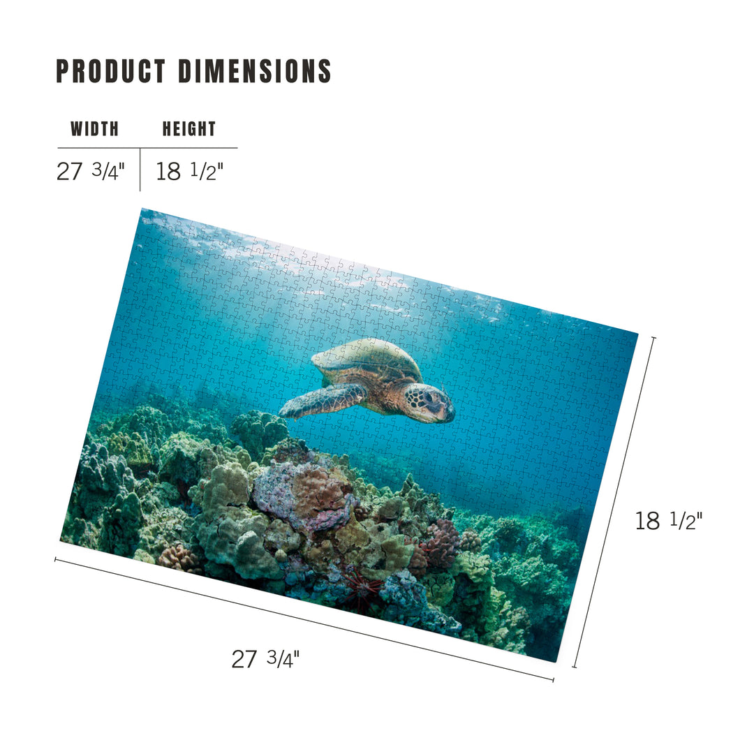 Sea Turtle and Coral Reef, Jigsaw Puzzle Puzzle Lantern Press 