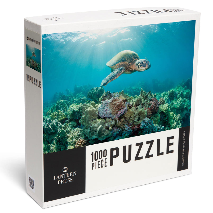 Sea Turtle and Coral Reef, Jigsaw Puzzle Puzzle Lantern Press 