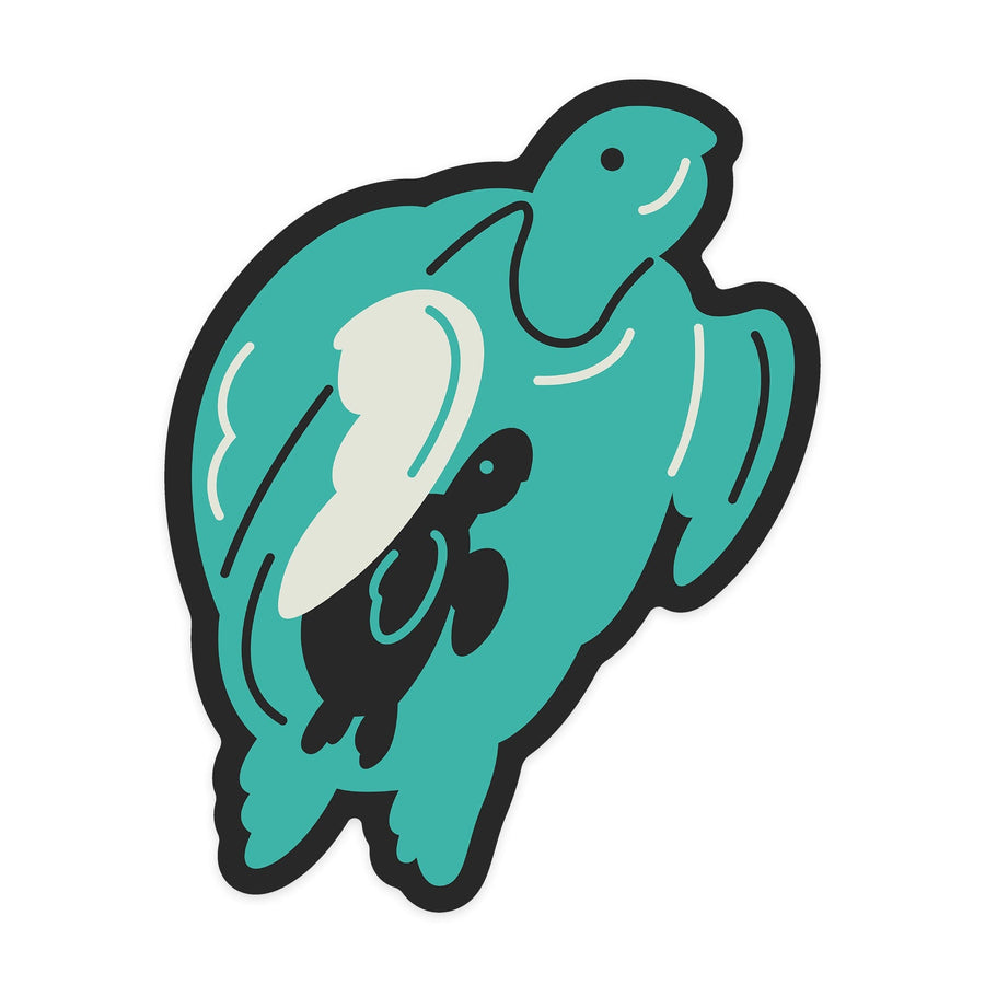 Sea Turtle, Animal Families Collection, Contour, Lantern Press Artwork, Vinyl Sticker Sticker Lantern Press 