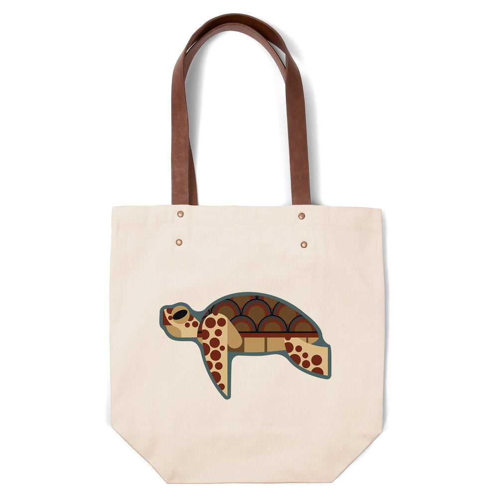 Sea Turtle, Geometric, Contour, Lantern Press Artwork, Accessory Go Bag Totes Lantern Press 
