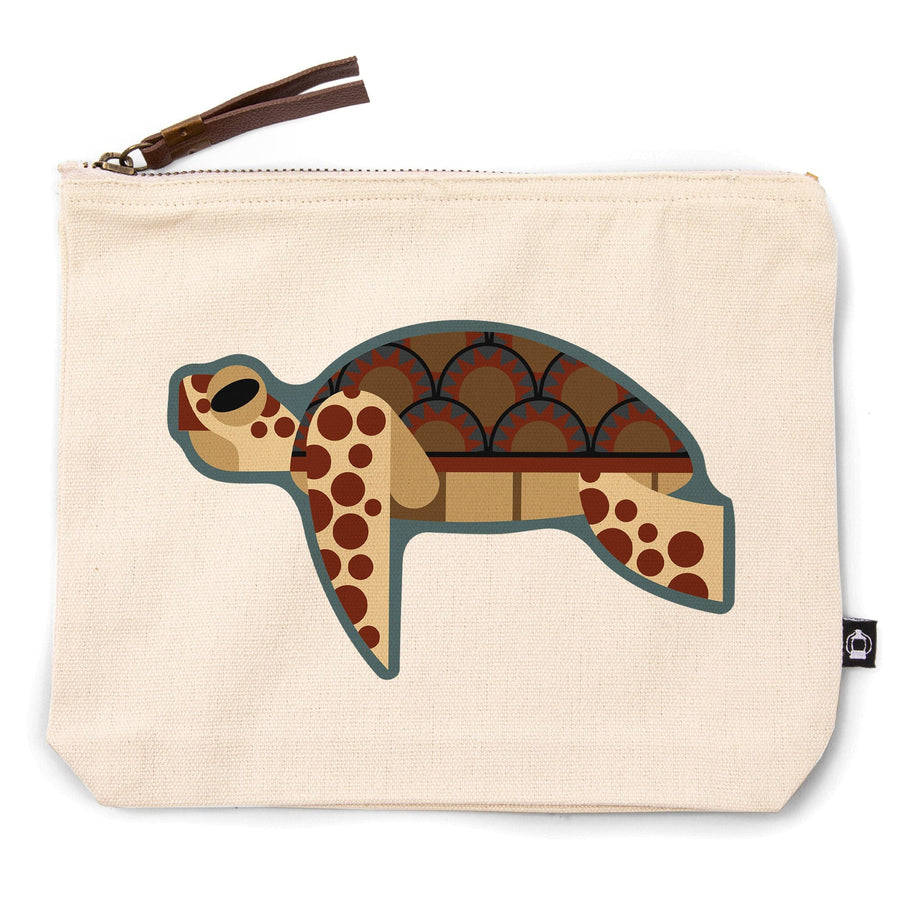 Sea Turtle, Geometric, Contour, Lantern Press Artwork, Accessory Go Bag Totes Lantern Press 