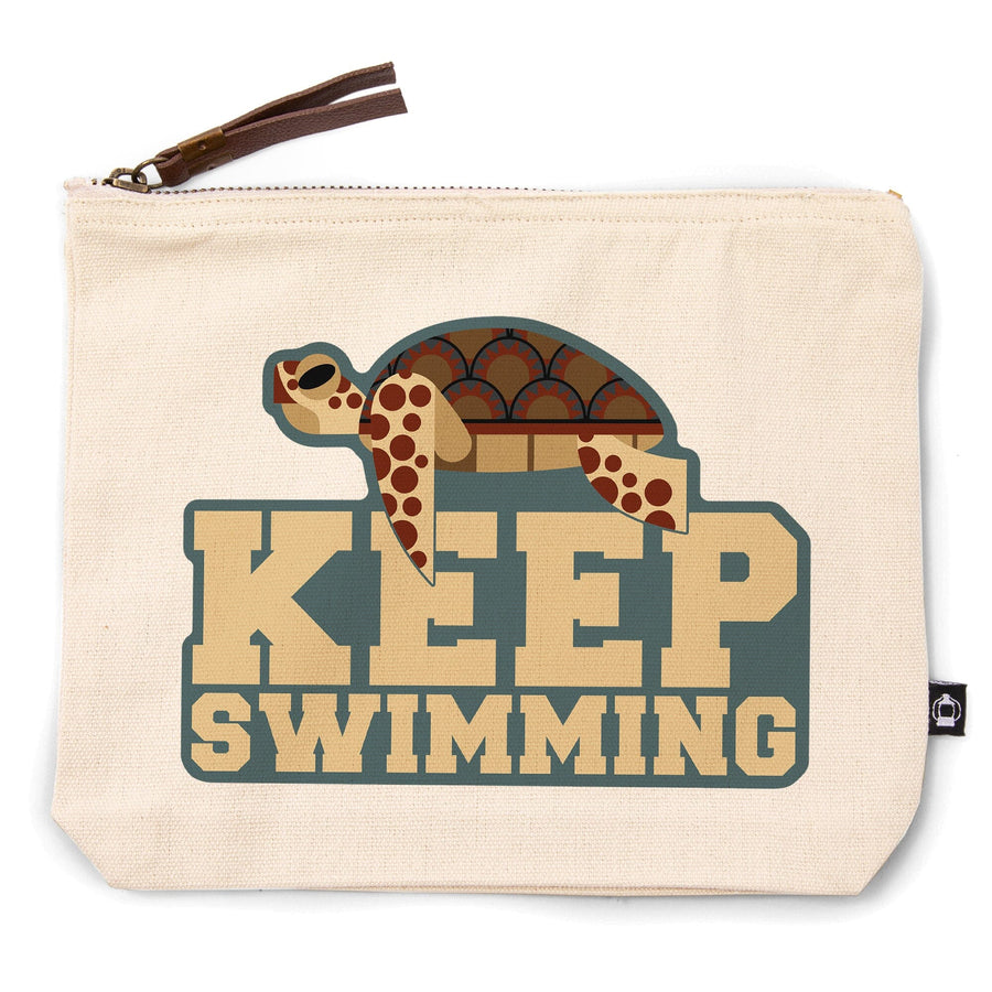 Sea Turtle, Geometric, Keep Swimming, Contour, Lantern Press Artwork, Accessory Go Bag Totes Lantern Press 