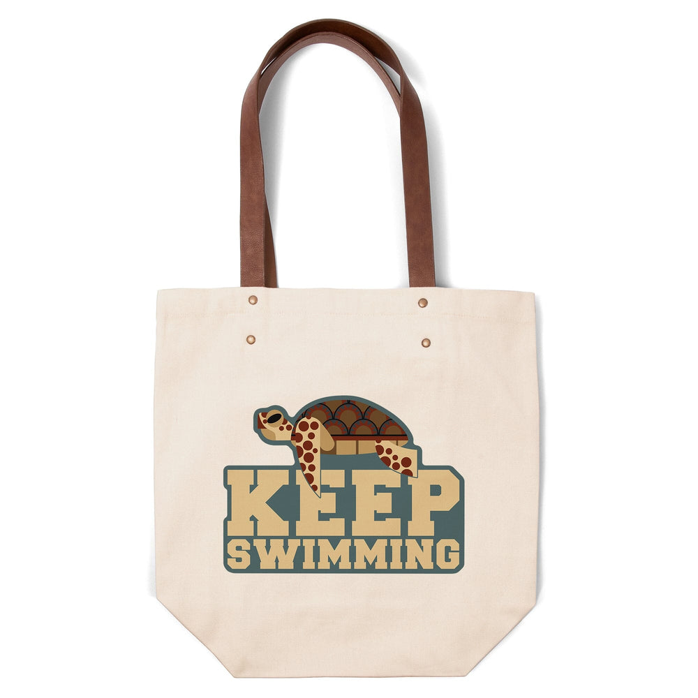 Sea Turtle, Geometric, Keep Swimming, Contour, Lantern Press Artwork, Accessory Go Bag Totes Lantern Press 