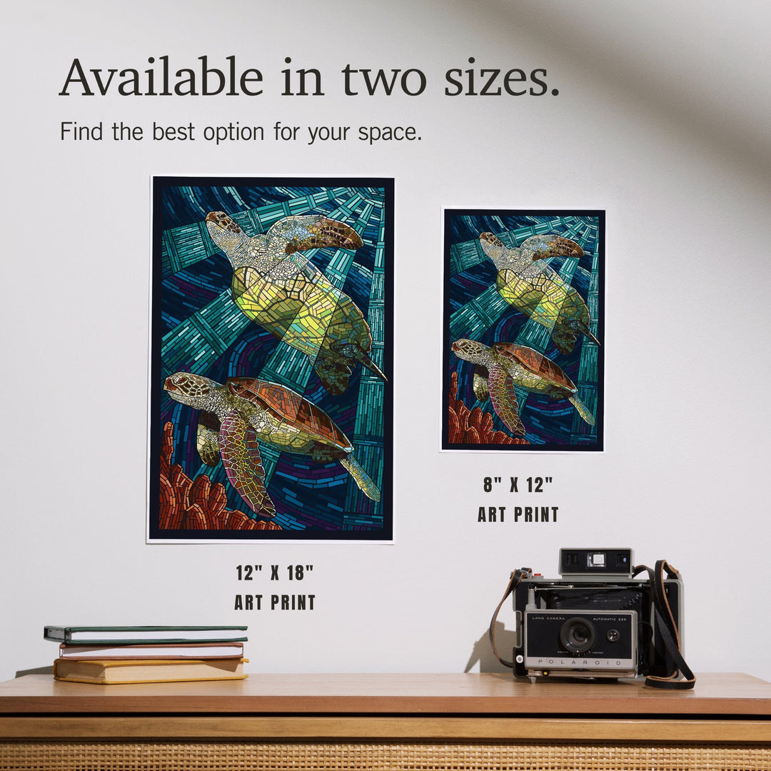 Sea Turtle, Paper Mosaic, Art & Giclee Prints Art Lantern Press 
