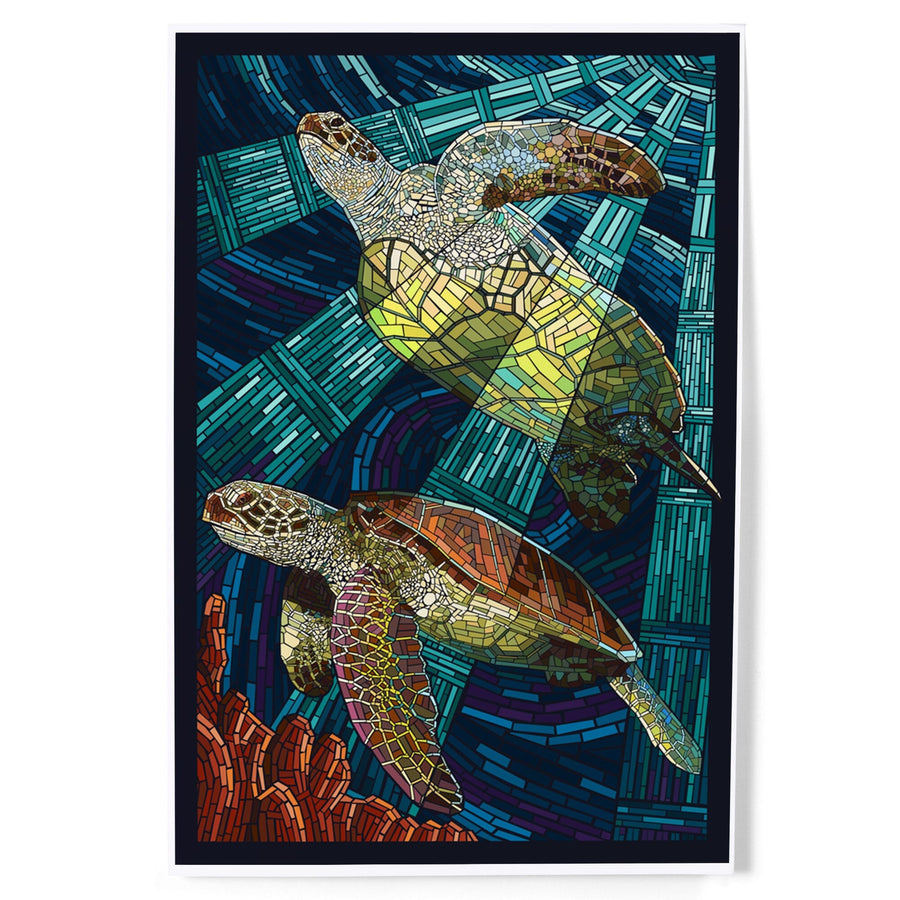 Sea Turtle, Paper Mosaic, Art & Giclee Prints Art Lantern Press 