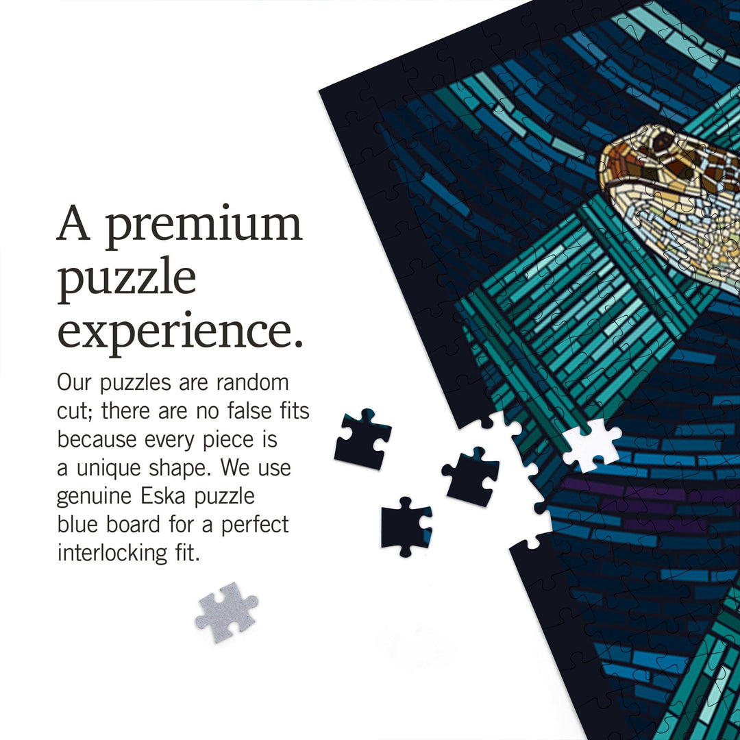 Sea Turtle, Paper Mosaic, Jigsaw Puzzle Puzzle Lantern Press 