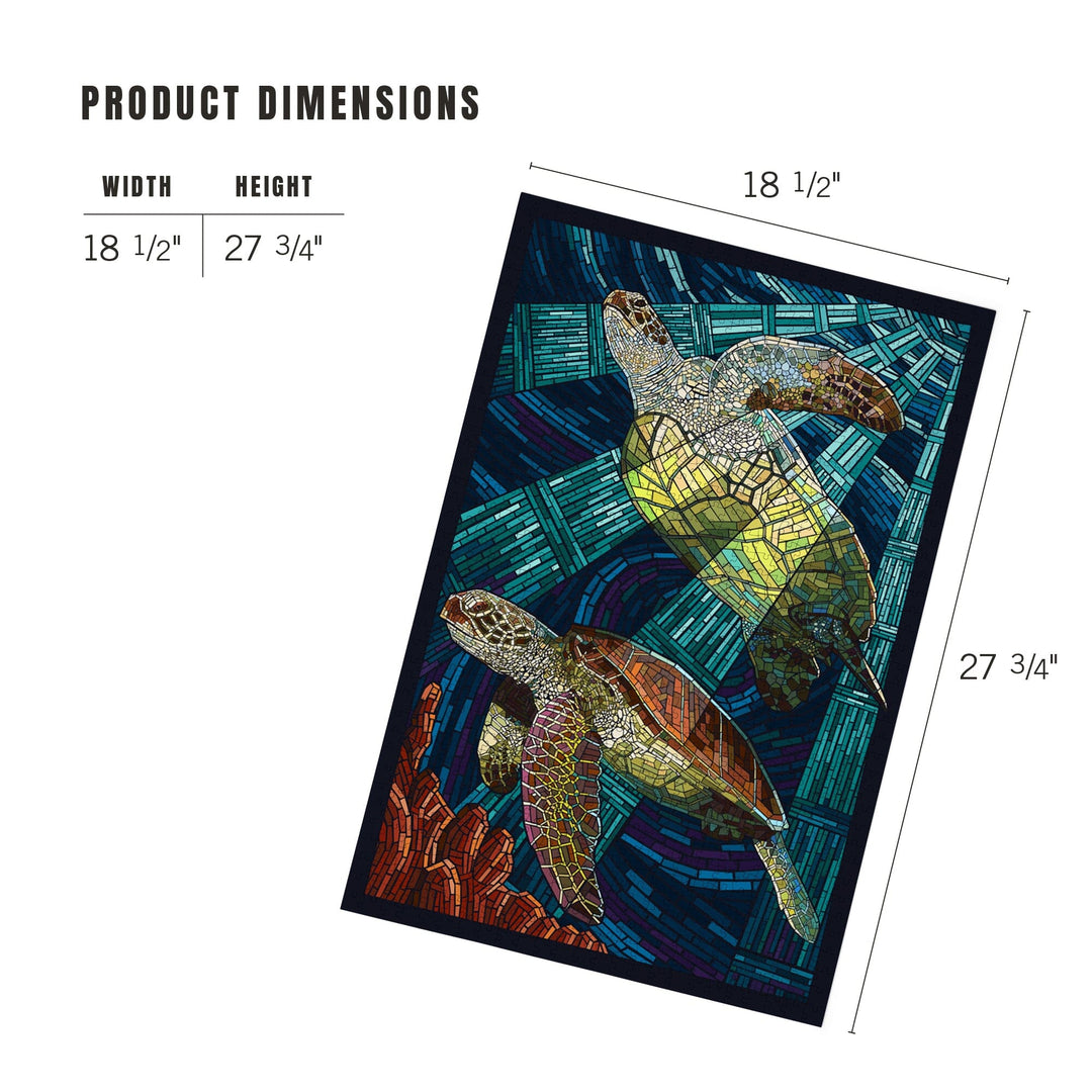 Sea Turtle, Paper Mosaic, Jigsaw Puzzle Puzzle Lantern Press 