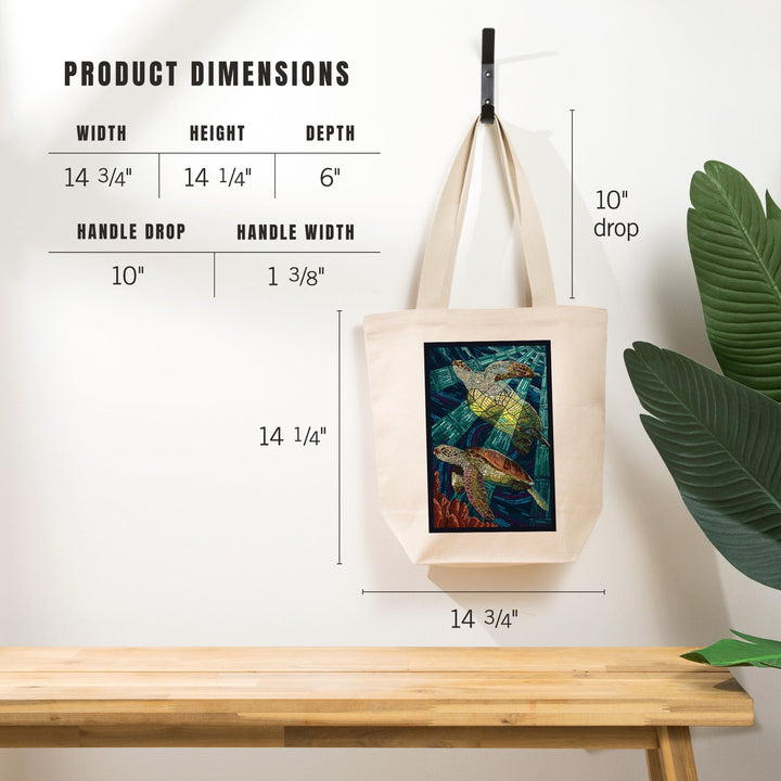 Sea Turtle, Paper Mosaic, Tote Bag Totes Lantern Press 