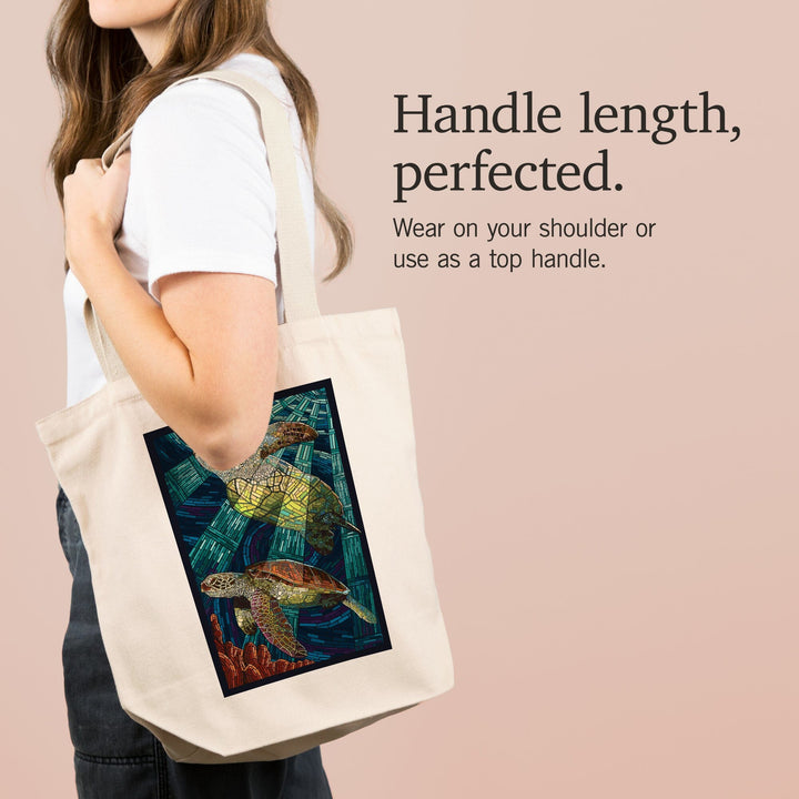 Sea Turtle, Paper Mosaic, Tote Bag Totes Lantern Press 